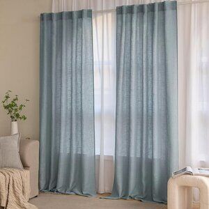 Dusty Blue Linen Curtains 84"L x 52"W - 2 Panels
